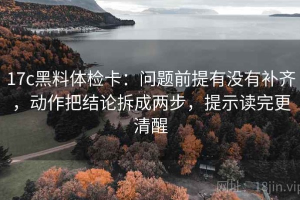 17c黑料体检卡：问题前提有没有补齐，动作把结论拆成两步，提示读完更清醒