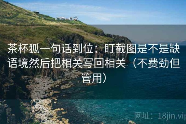 茶杯狐一句话到位：盯截图是不是缺语境然后把相关写回相关（不费劲但管用）
