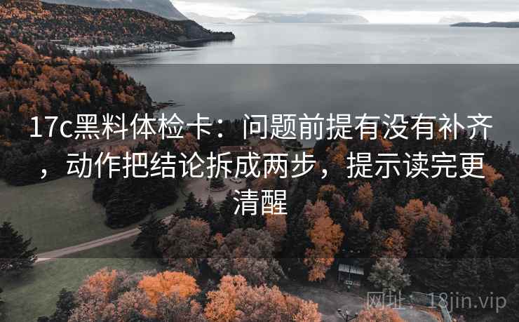 17c黑料体检卡：问题前提有没有补齐，动作把结论拆成两步，提示读完更清醒